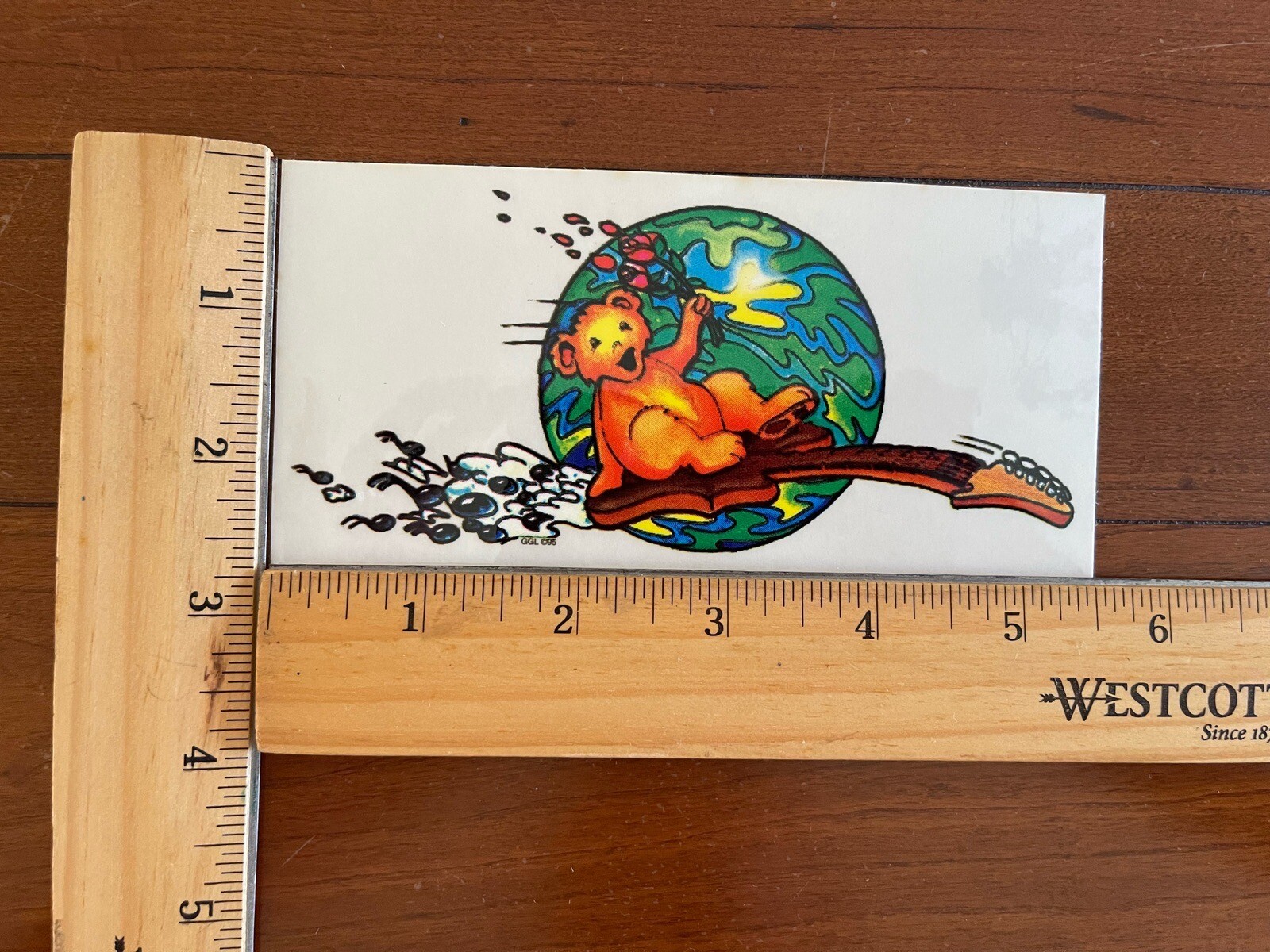 VTG 1995 Grateful Dead Flying Bear On Guitar Decal Bumper Sticker GGL