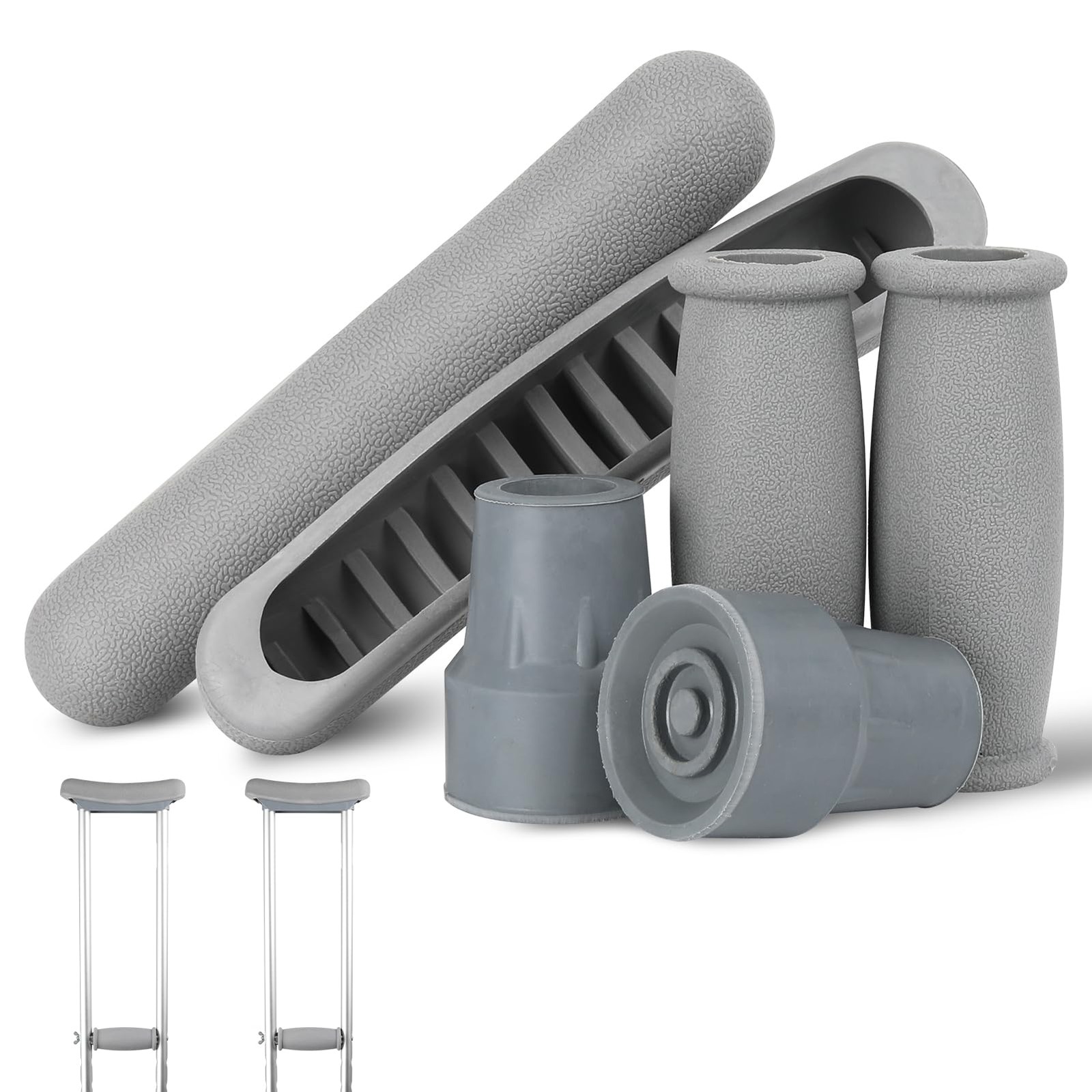 Crutch Pads and Caps Set (6 Pcs) - Comfort Padding for Armpits and Hand Grips...