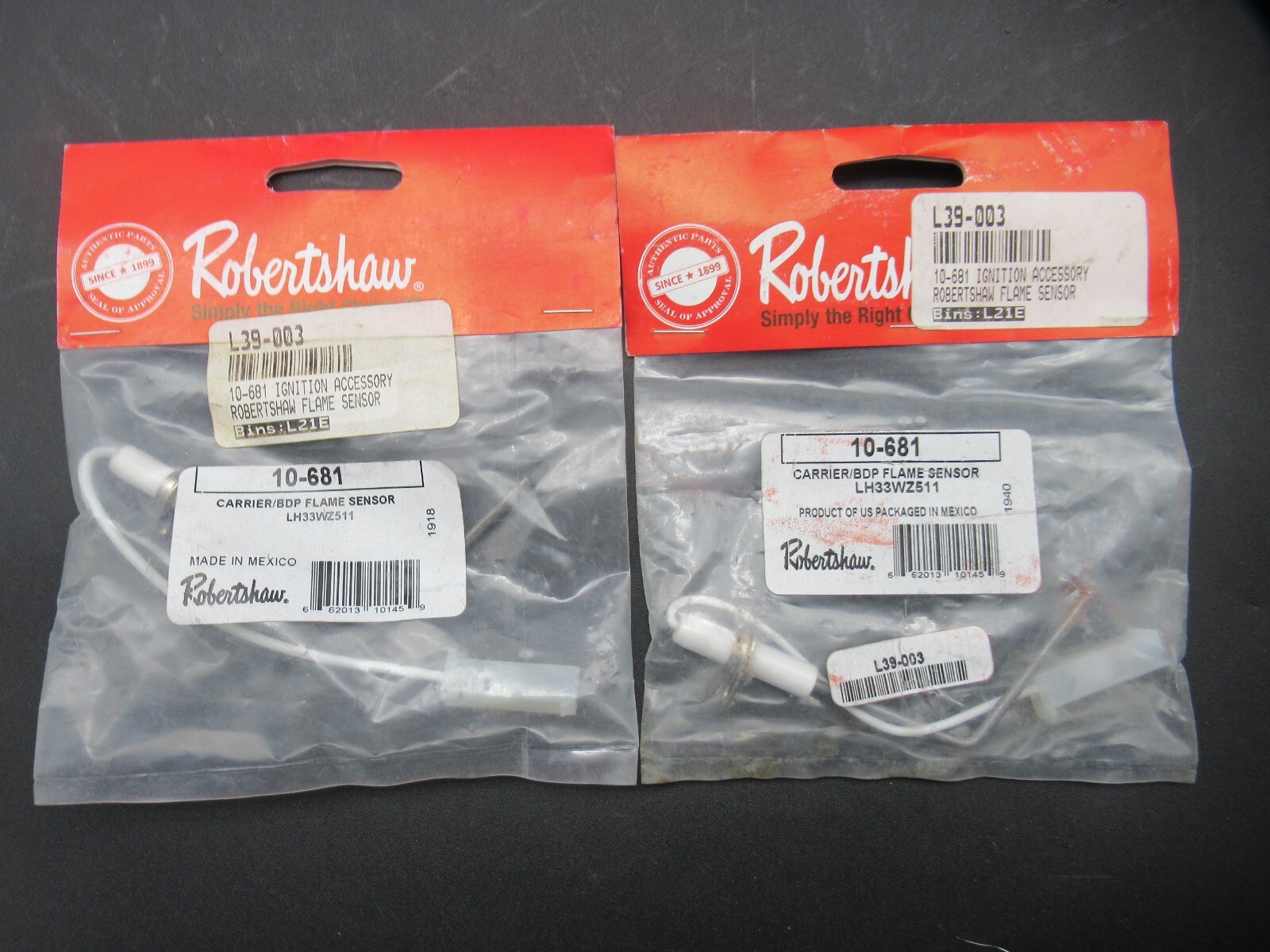 Lot of 2- Robertshaw Flame Sensor P/N: 10-681 (Free Shipping)