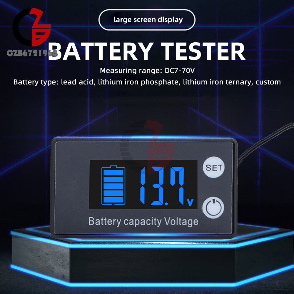 LiFePO4 Battery Capacity Tester Indicator Voltmeter Li-ion Lead-acid DC 7-70V