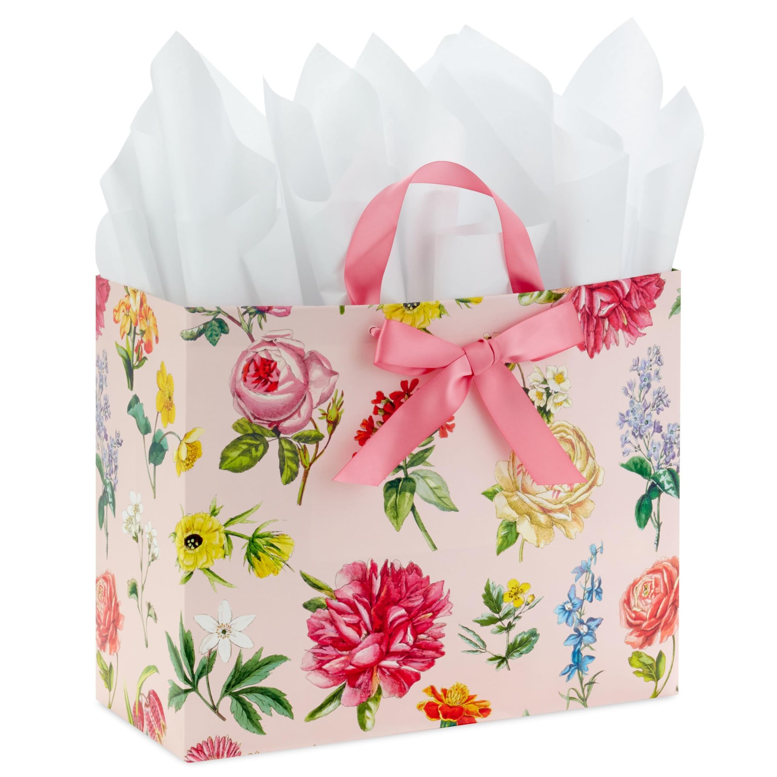 Hallmark 10 Large Mother s Day Gift Bag Vintage Floral Pink Bow Mothers Tissue