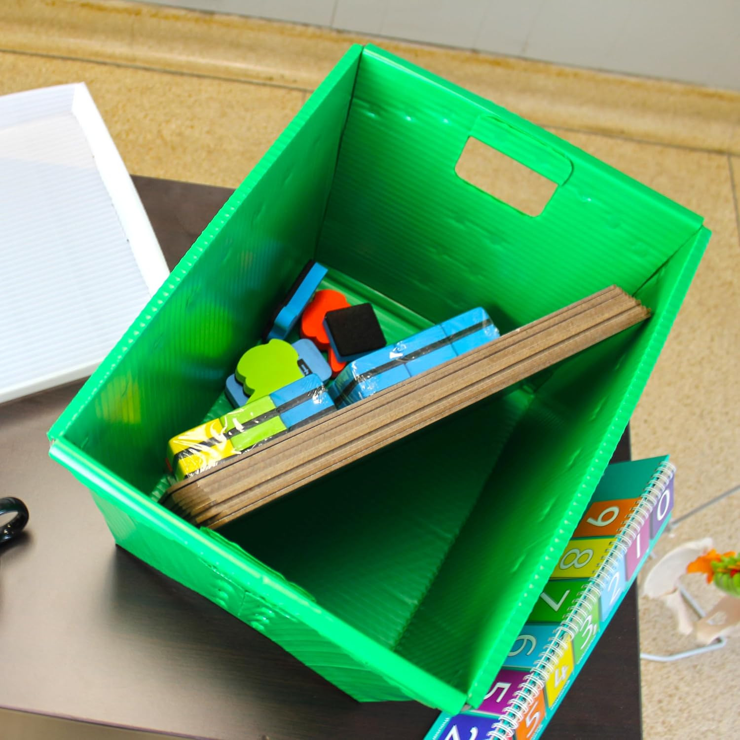 Durable Plastic Storage Totes with Metal Frame - 2 Pack, Red & Green