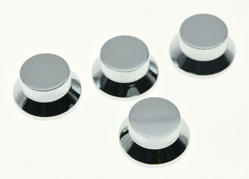 4x Chrome Metal LP Top Hat Bell Knobs Guitar Bass Knob fits Metric 5.8mm Pots