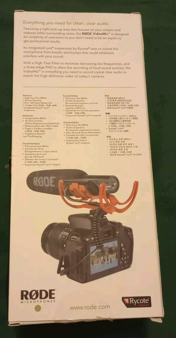 Videomic Rode microphones Rycote Onboard