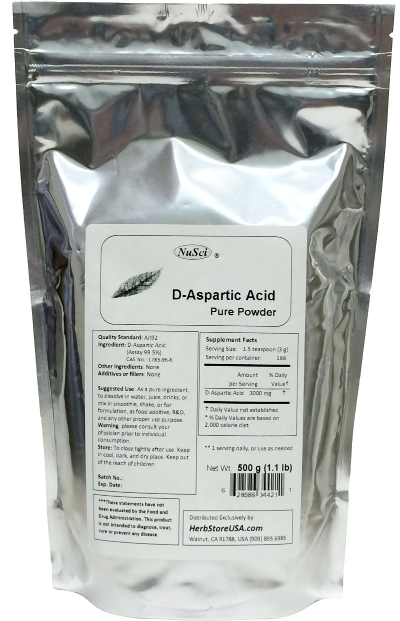 D-Aspartic Acid DAA Pure Powder 500g (1.1LB Muscle Building Energy Male Health