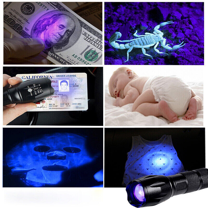 Super Bright 120000lm UV Torch Ultra Violet Flashlight Blacklight Light Lamp LED