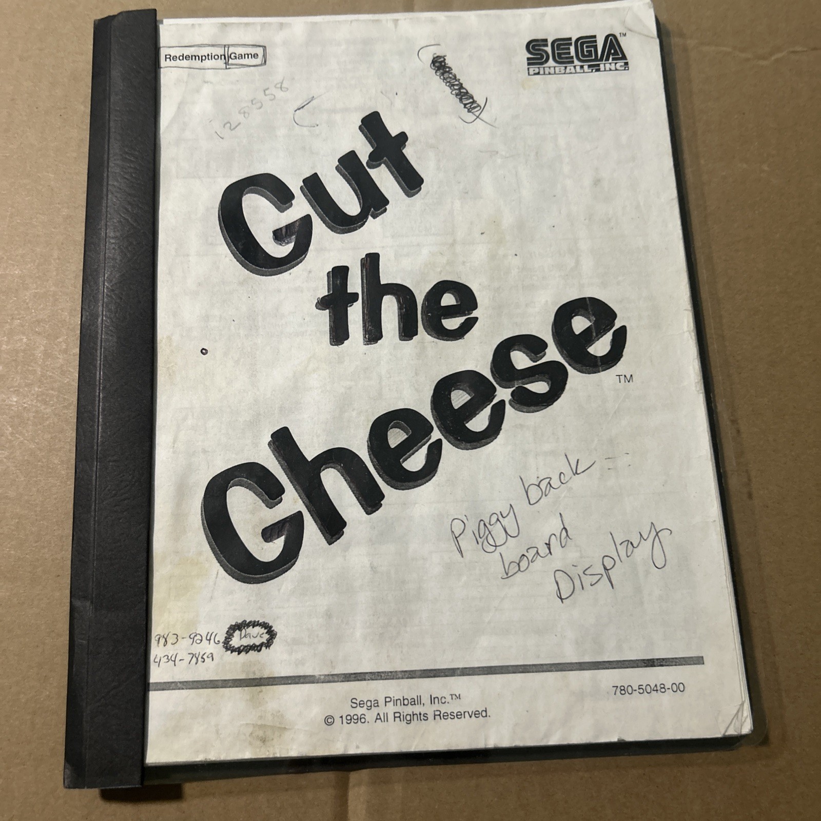 original Factory Sega Cut The Cheese arcade game owners manual