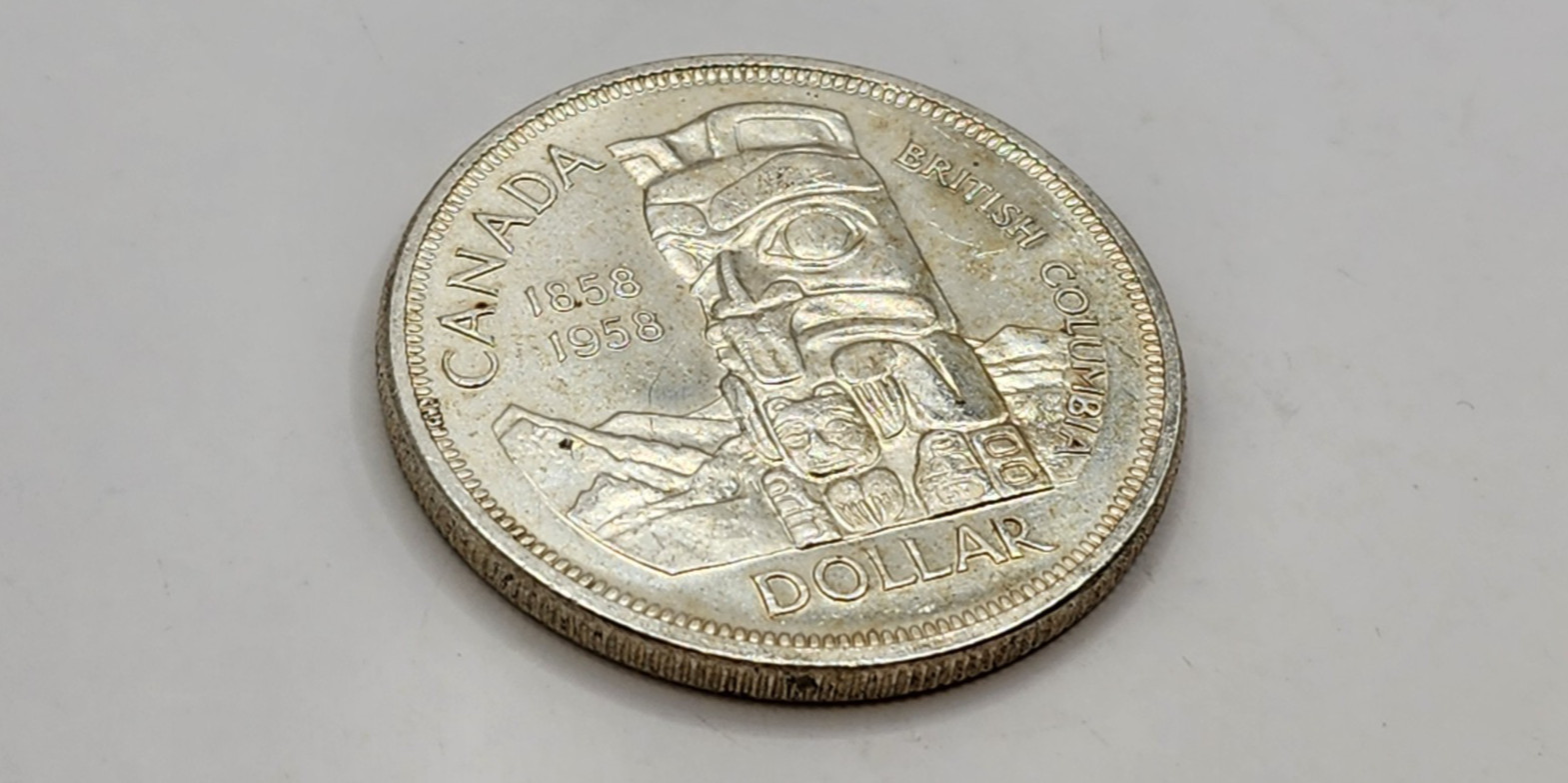 1958 Canada 1 Dollar Silver Coin - British Columbia - KM#55