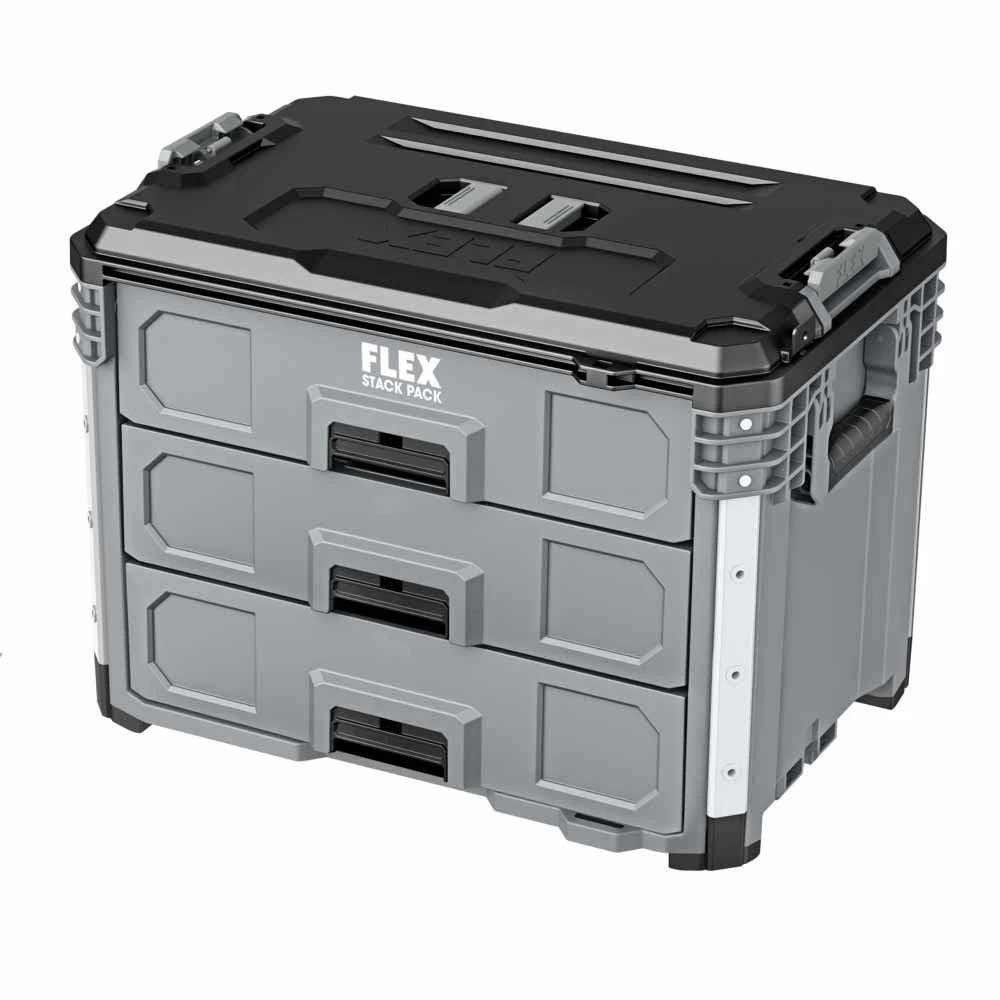 FLEX FS1105 Stack Pack 3-Drawer Tool Box Modular Storage System Heavy Duty