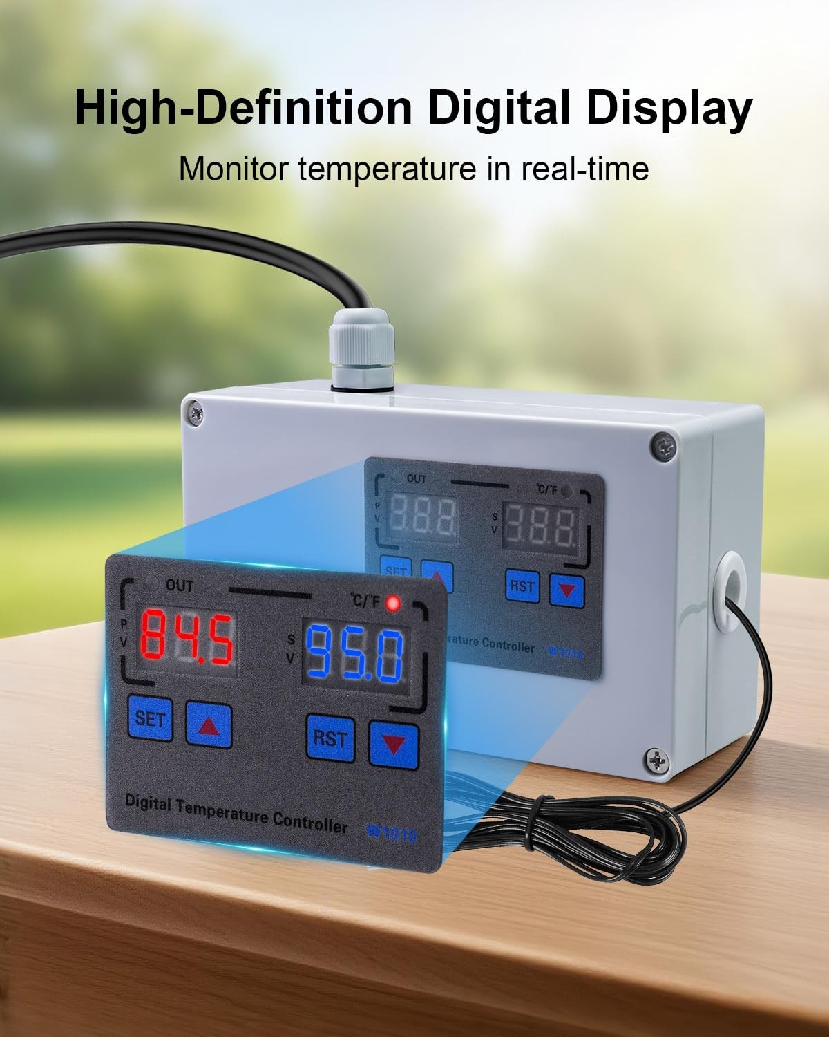1100W Digital Temperature Controller, 110V 10A Thermostat Switch with Waterpr...