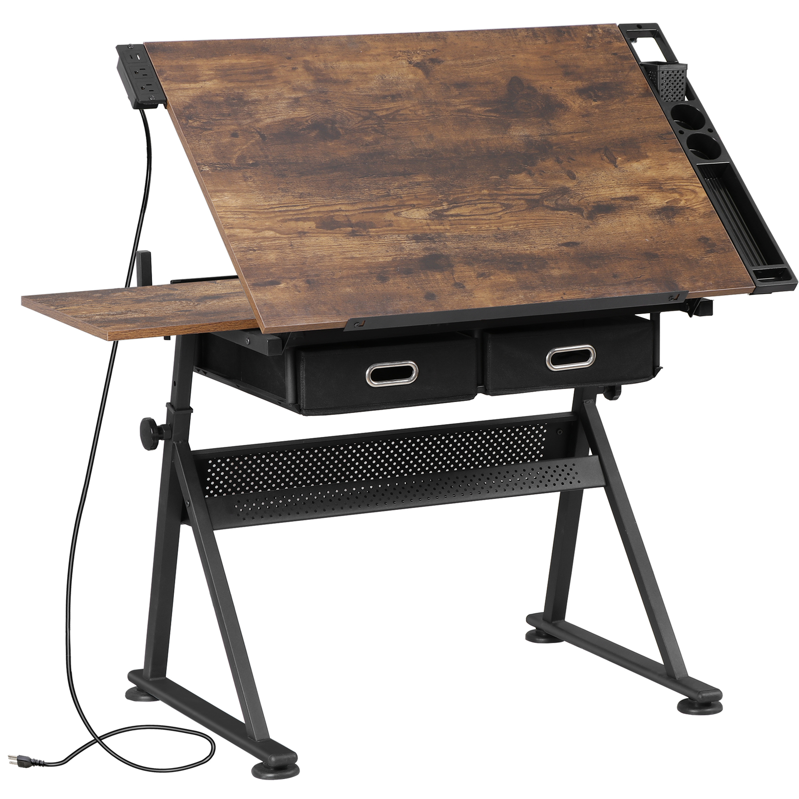 Height Adjustable Drafting Table Drawing Artist Craft Desk w/Stool Outlet Retro