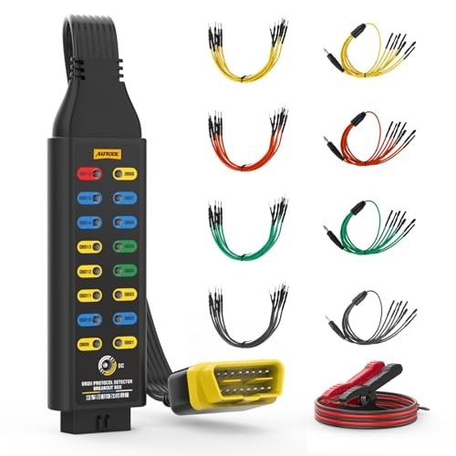 AUTOOL OBD2 Breakout Box, 16-Pin Protocol Detector with Jumpers & Clips