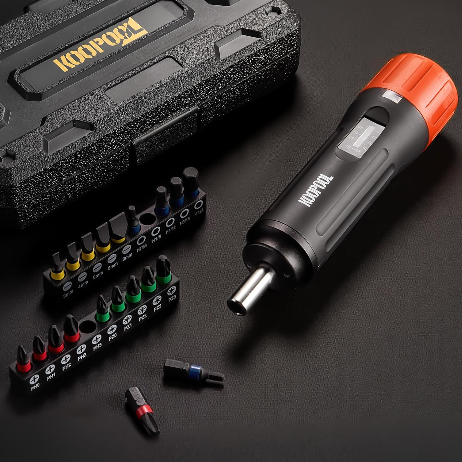 46-Piece Adjustable Torque Screwdriver Set with Bits and Nut Drivers, Orange