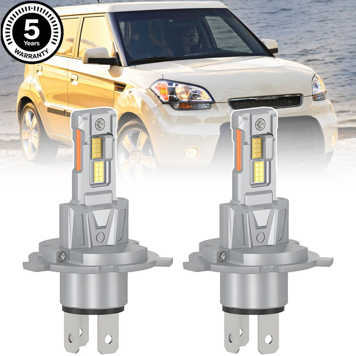 2× LED Headlight Bulbs 6500K 12000lm White High Low Beam For Kia Soul 2010-2011