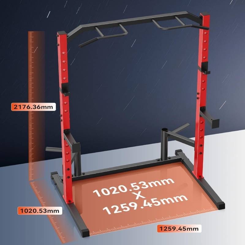 Power Cage Multi-Function Power Rack with Adjustable Cable Pulley System J-Hooks