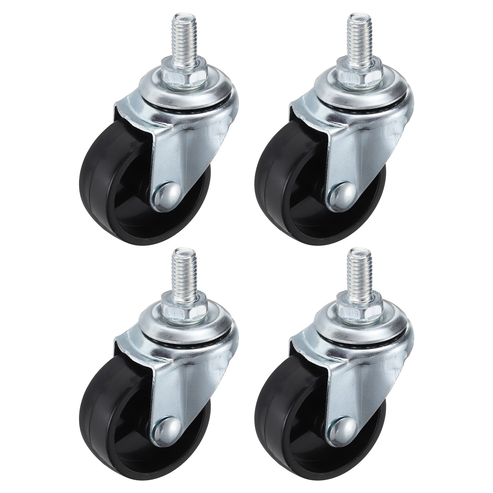 4Pcs Stem Casters 1.6 Inch Wire Shelf Caster Threaded Swivel Wheels Black