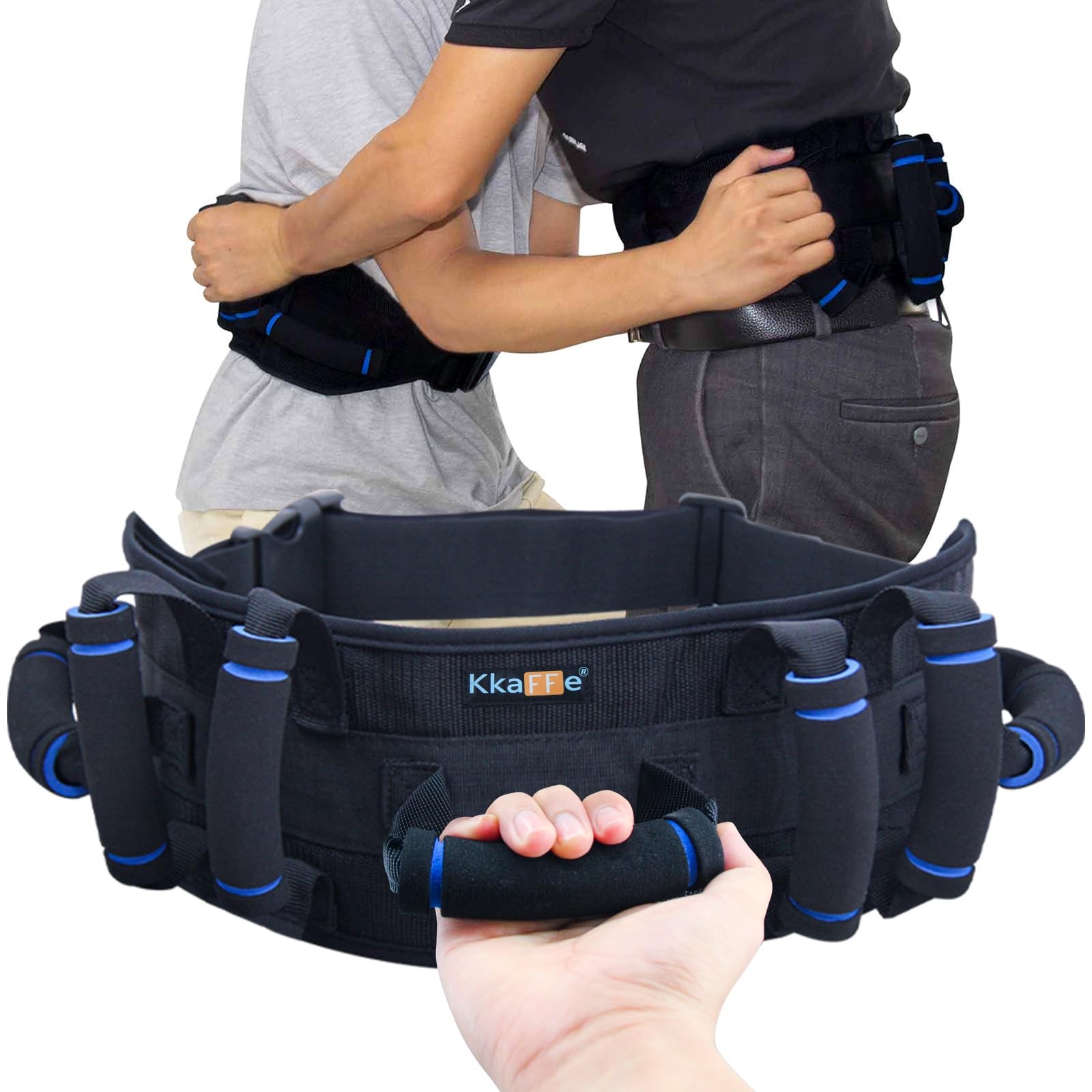 KkaFFe Gate Belt for Elderly with 7 Handles,Gait Belts Transfer Dblue