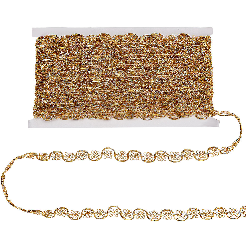 1card 14.76 Yards(13.5m) Metallic Braid Lace Trim 13mm Wide golden Centipede