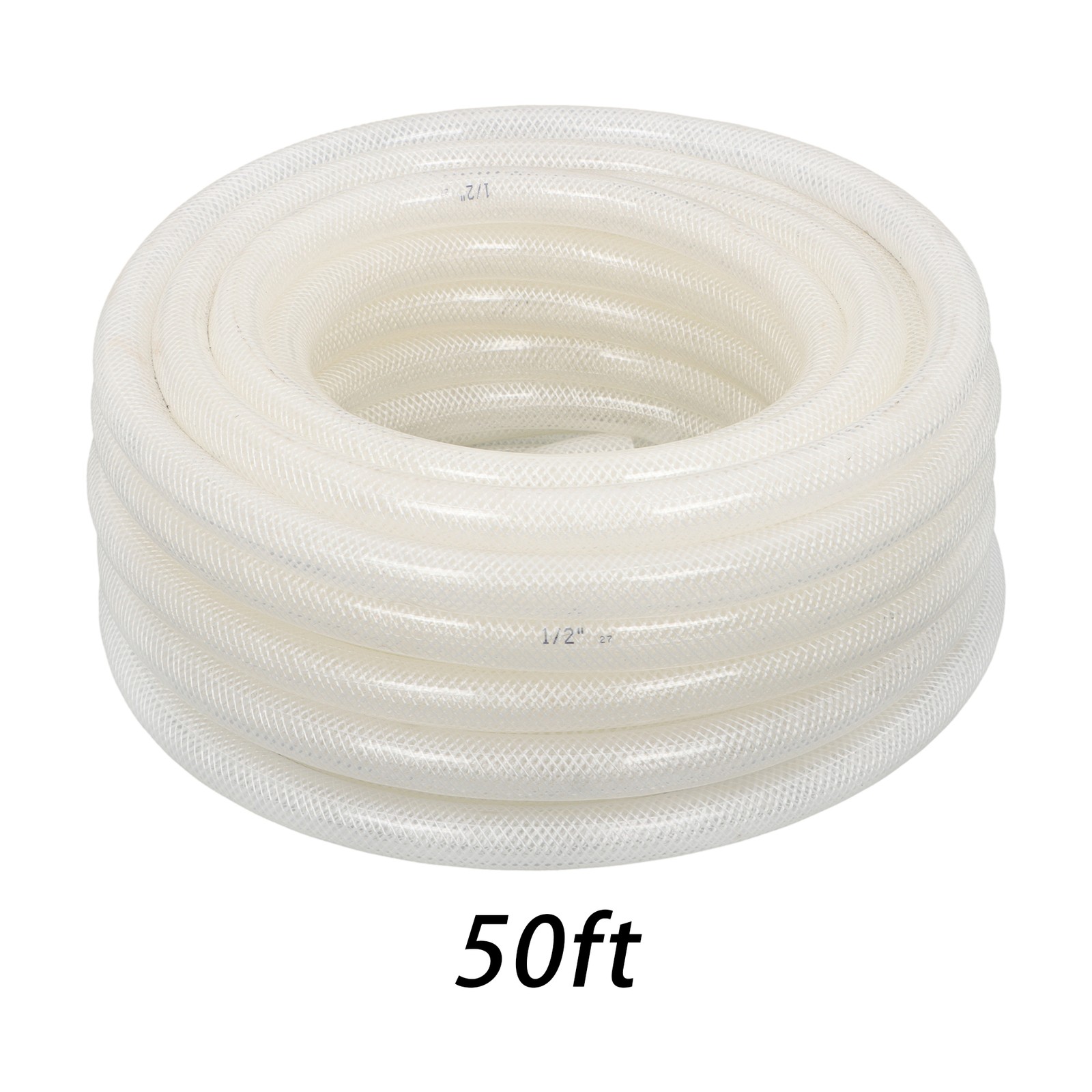 High Pressure Water Hose 50FT Braided Clear PVC Vinyl Tubing 1/2" ID 3/4" OD