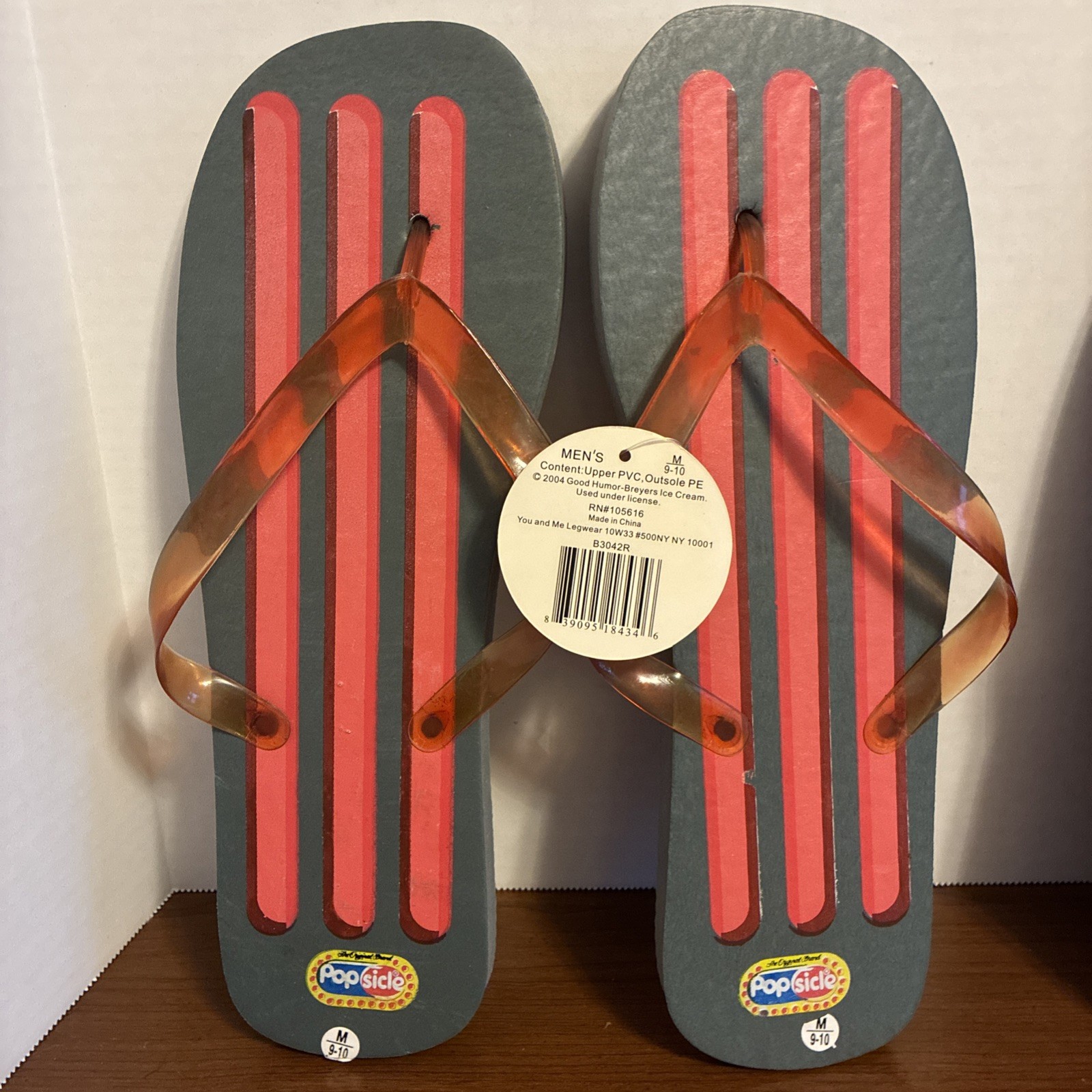 Men’s M 9-10 The Original Popsicle Flip Flop Gray 2004  NWT