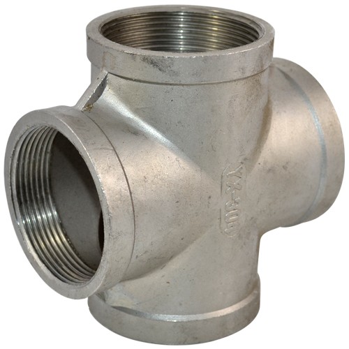 1/2"-2" NPT Thread 4 Way Cross Coupling Female Pipe Fitting 304 Stainless Steel