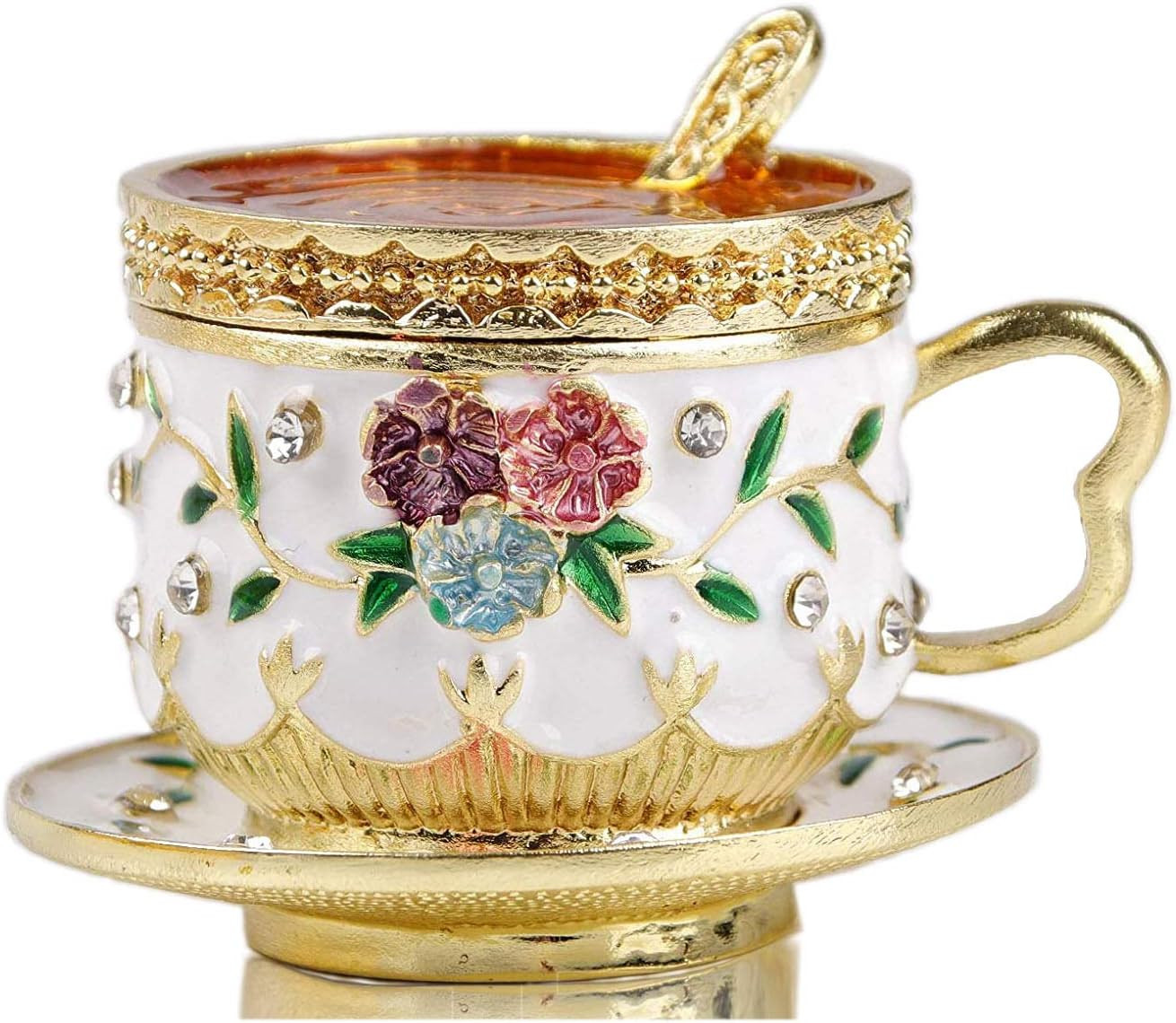 Coffee Cup Figurine Collectibles Hinged Jewelry Box Trinket Boxes
