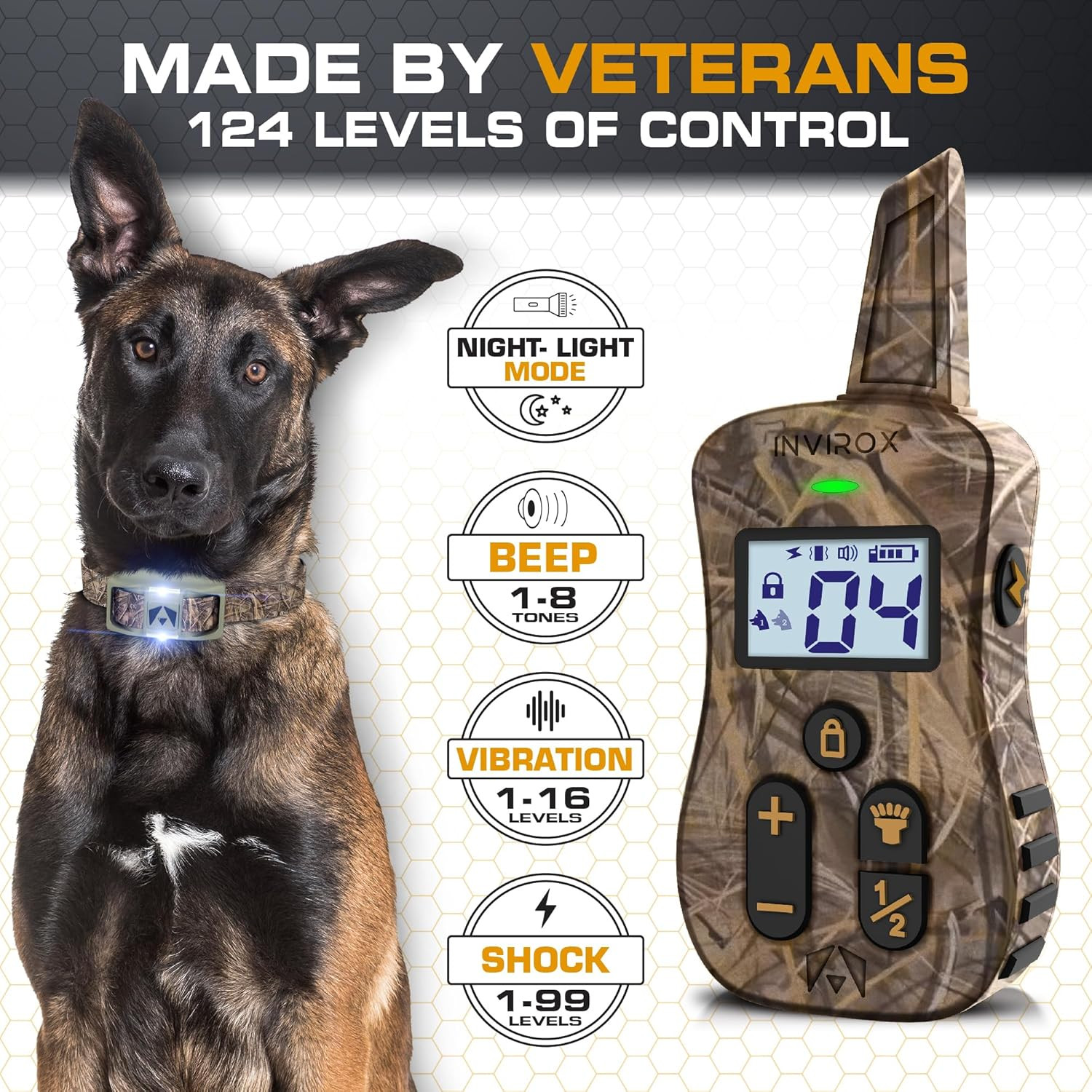 Dual Dog Shock Collar - 124 Levels, 4 Modes, ¾ Mile Range, Safe & Waterproof