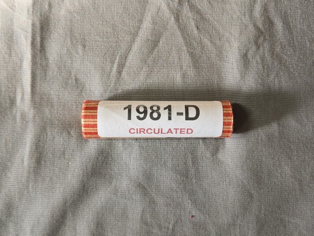 1981 D Lincoln Memorial Cent Roll 50 circulated coins