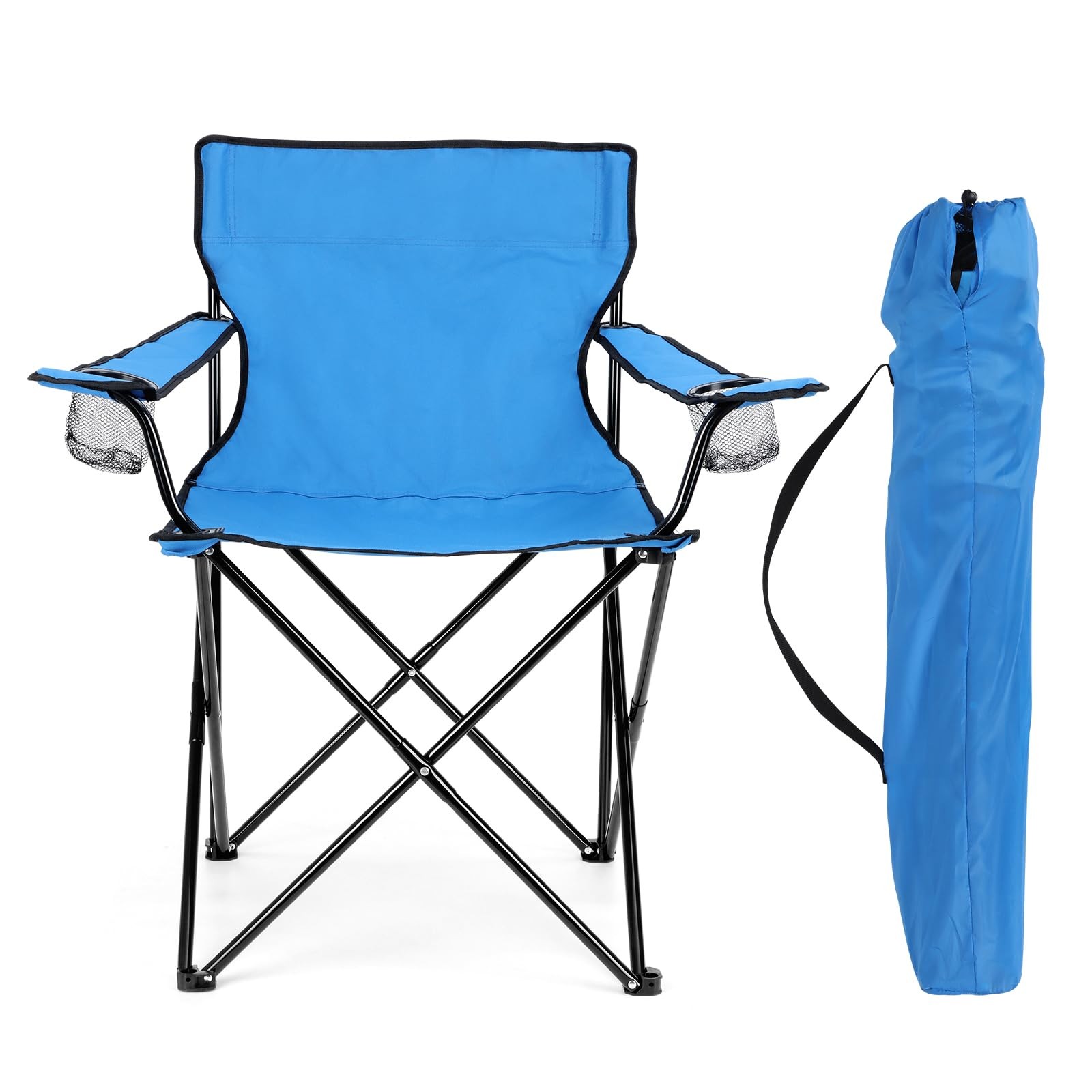 Folding Camping Chair & Carrying Bag, Foldable Camp Chair with Cup Holders fo...