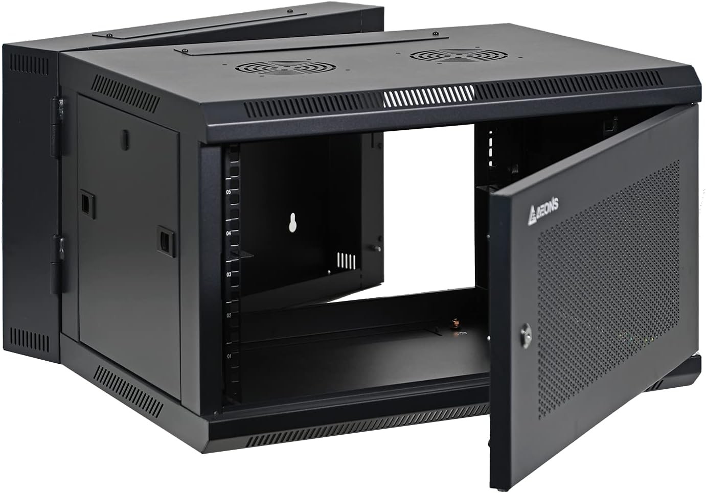 6U Professional Wall Mount IT Cabinet Enclosure Double Section Hinged Swing Out
