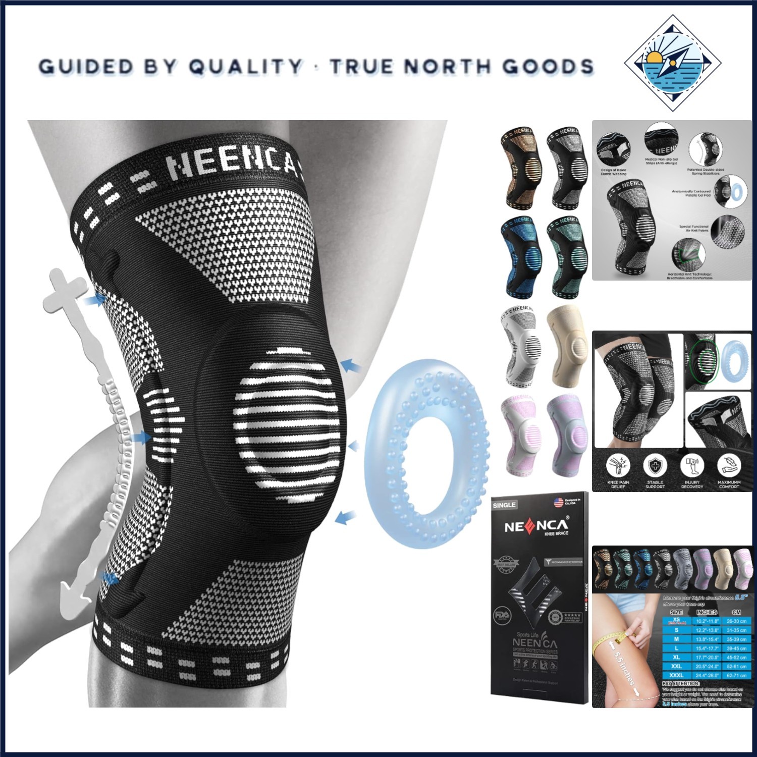 Medical Knee Sleeve with Side Stabilizers for Sports Injuries and Recovery