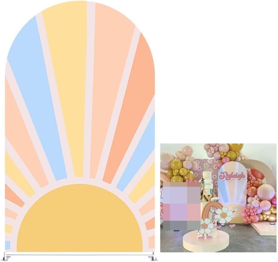 Konpon Sun Pattern Arch Covers Stretchy Backdrop For Groovy Party Rainbow Arch