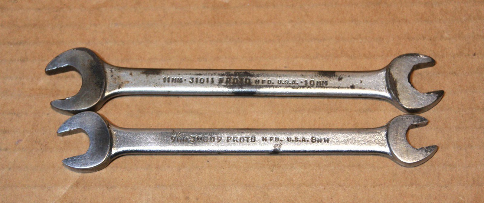 Lot of 2 Proto Double Open End Wrenches 8mm/9mm & 10mm/11mm-30809 & 31011 USA