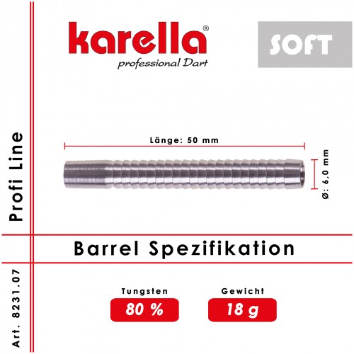 Soft Barrel Karella - Profi Line - 80% TUNGSTEN - PLS-07 - 18G - 3 Pieces