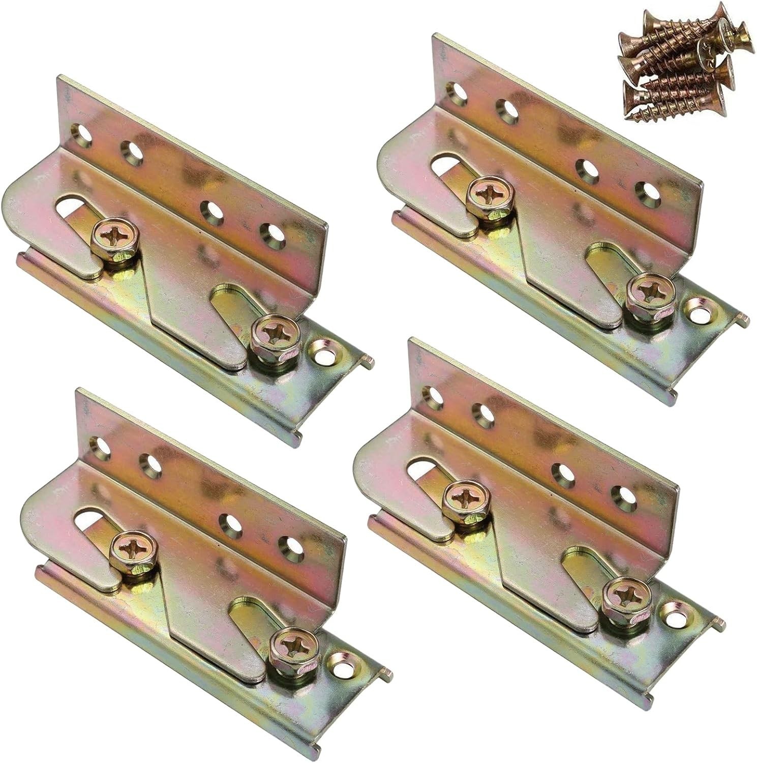 4 Sets Bed Rail Brackets,Heavy Duty Bed Frame Brackets Bed Fittings Wooden Bed F