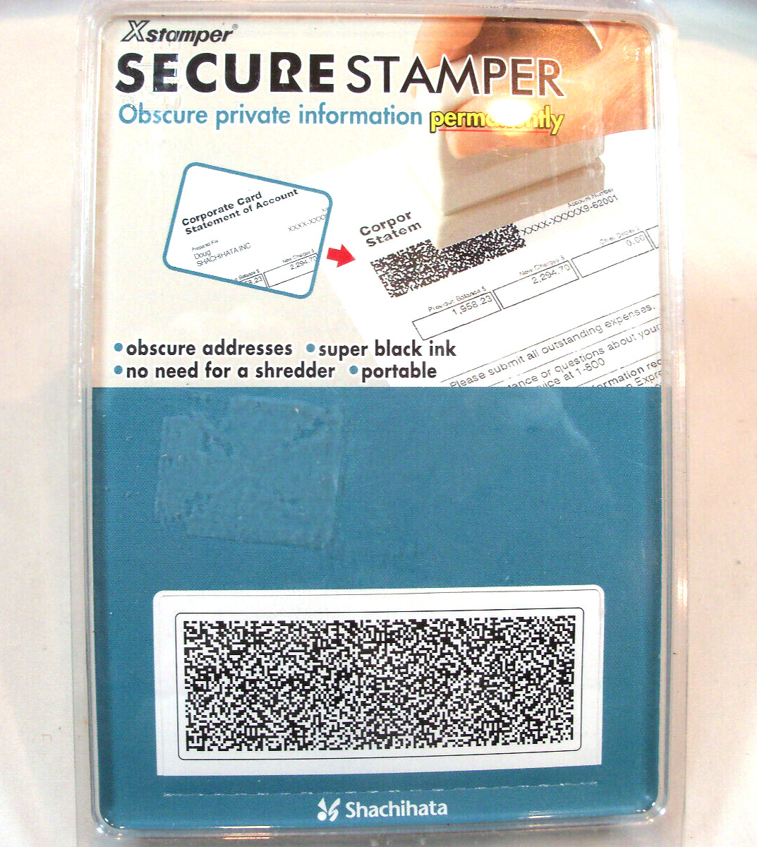 Xstamper Secure Privacy Stamp Kit - 1" Impression Width x 2.65" Impression
