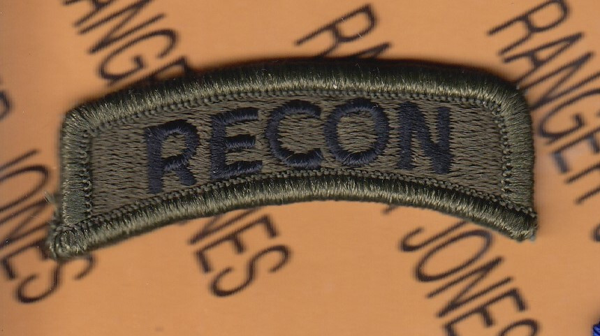 US Army RECON OD Green & Black BDU tab ~2.25" patch m/e