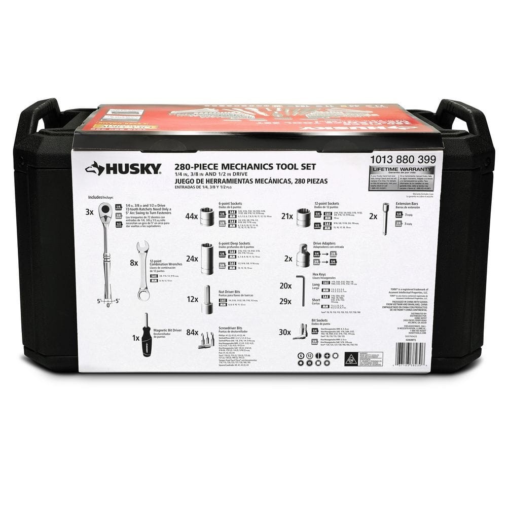 Mechanics Tool Set Kit Socket 280 Piece Case Tools Sae Metric Drive Box Ratchet