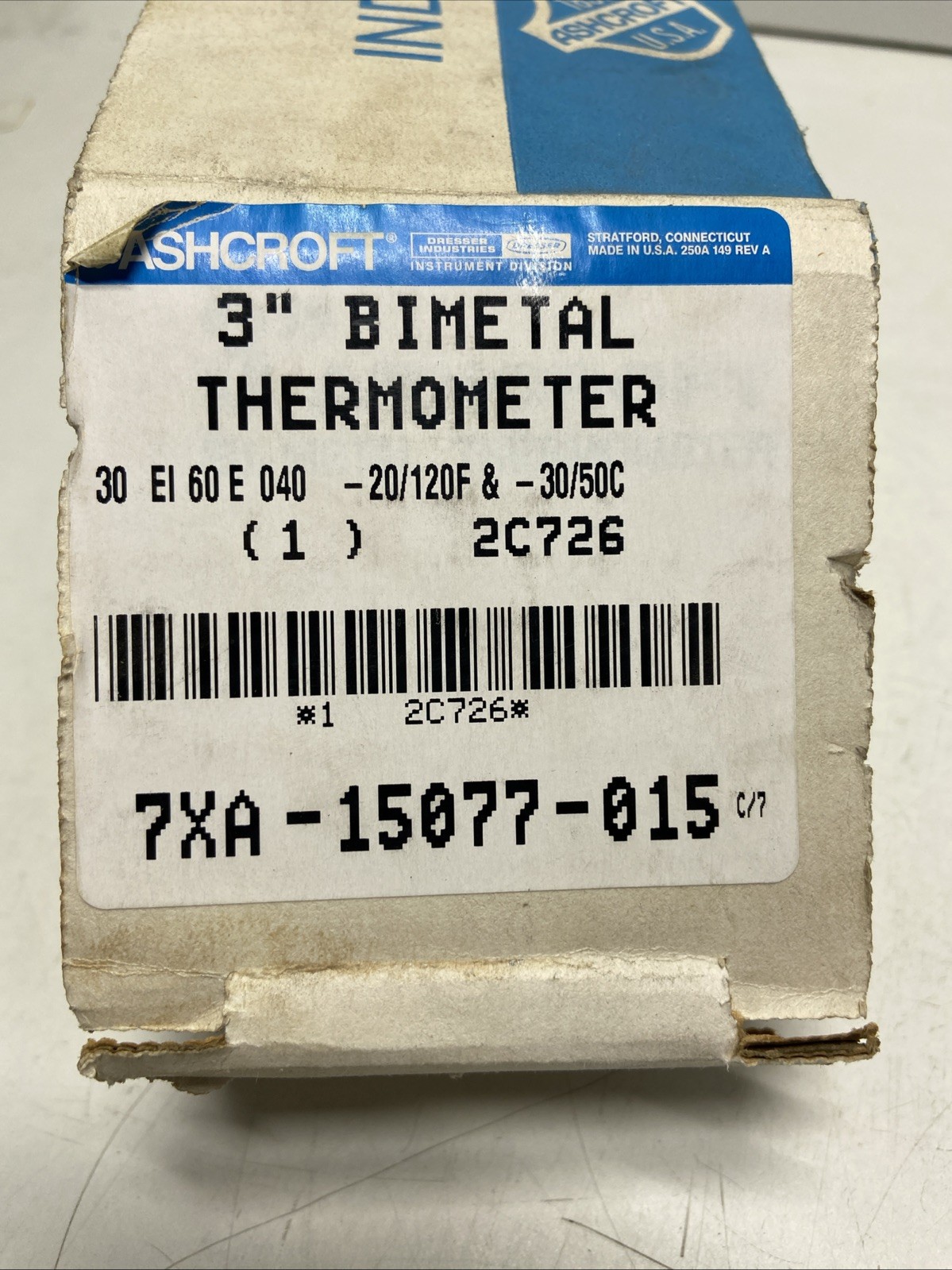 ASHCROFT 30EI60E 040 -20/120F THERMOMETER 2c726