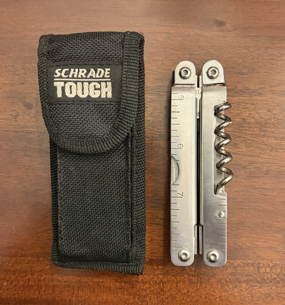 Vtg  Schrade - 11 in 1 Needle Nose Plier Multitool Knife & 11 Bits Bushkraft USA