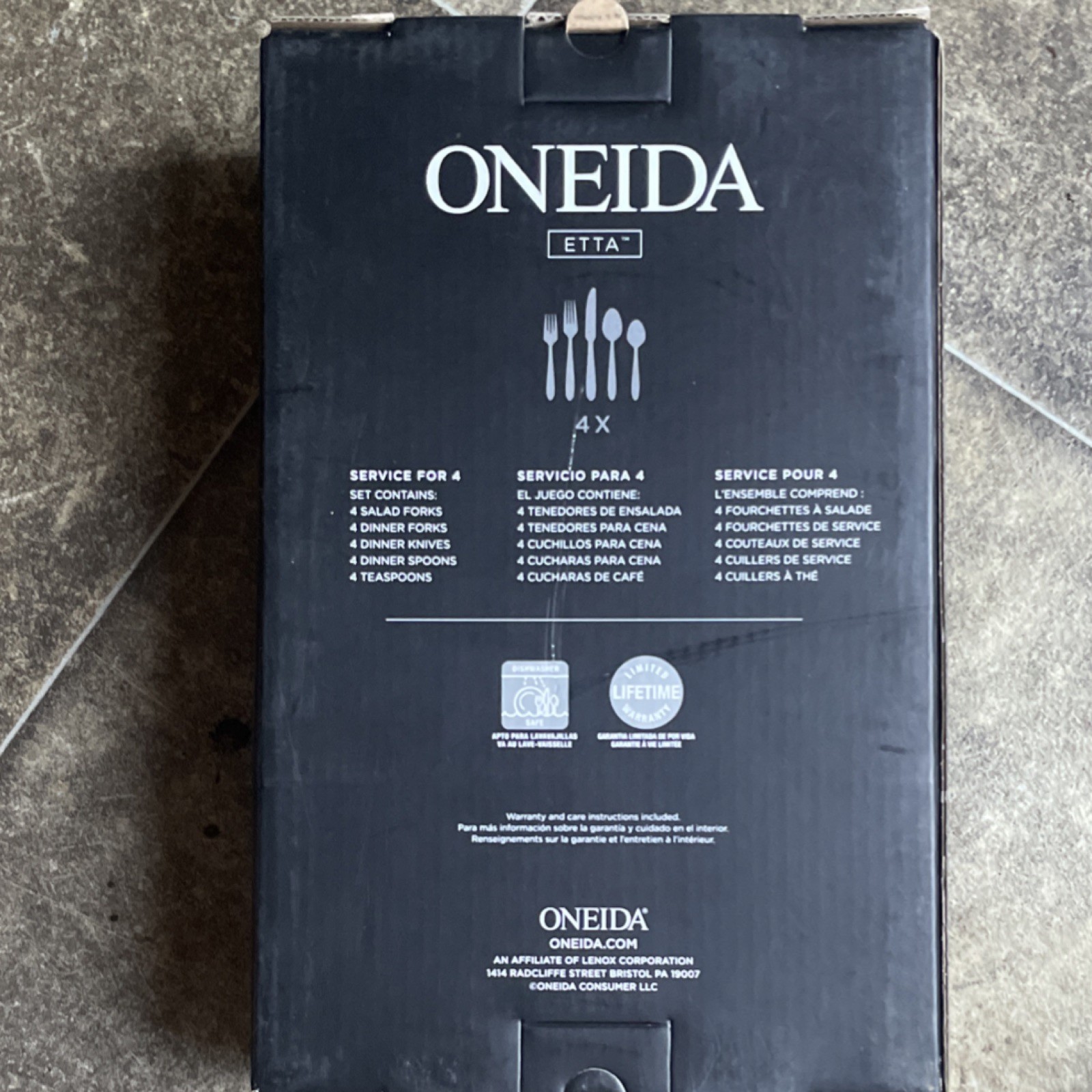 Oneida Etta 20pc Stainless Steel Flatware Set for 4 Hammered Dishwasher Safe