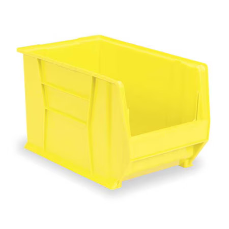 Akro-Mils 30281Yello Storage Bin, Plastic, Yellow, 8 In H, 12 3/8 In W, 20 In L
