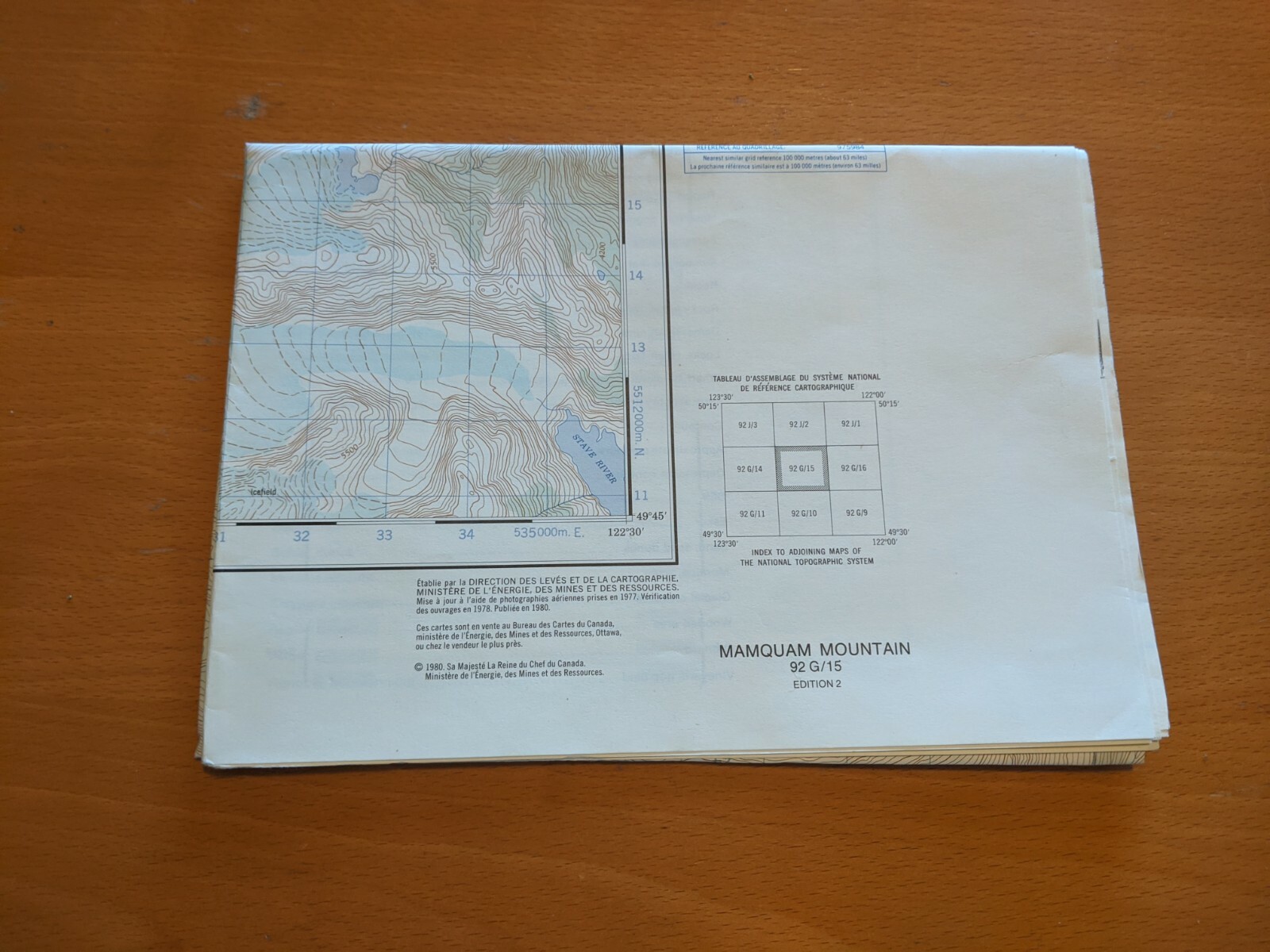 Topo Map Mamquam Mountain, BC, Canada 92 G/15 Ed. 2 1980 EXCELLENT CONDITION
