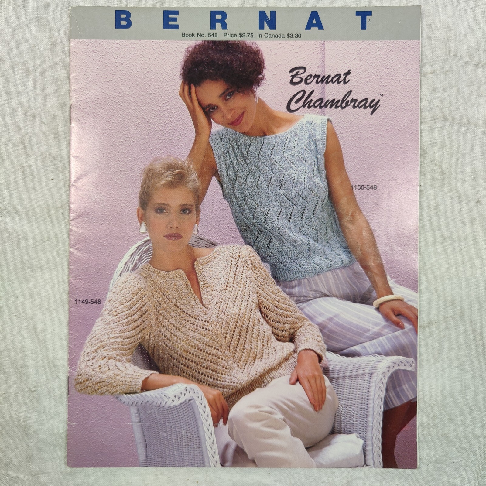 Vtg 1984 Bernat Chambray Fashion Yarn Knitting Crochet Pattern Book # 548