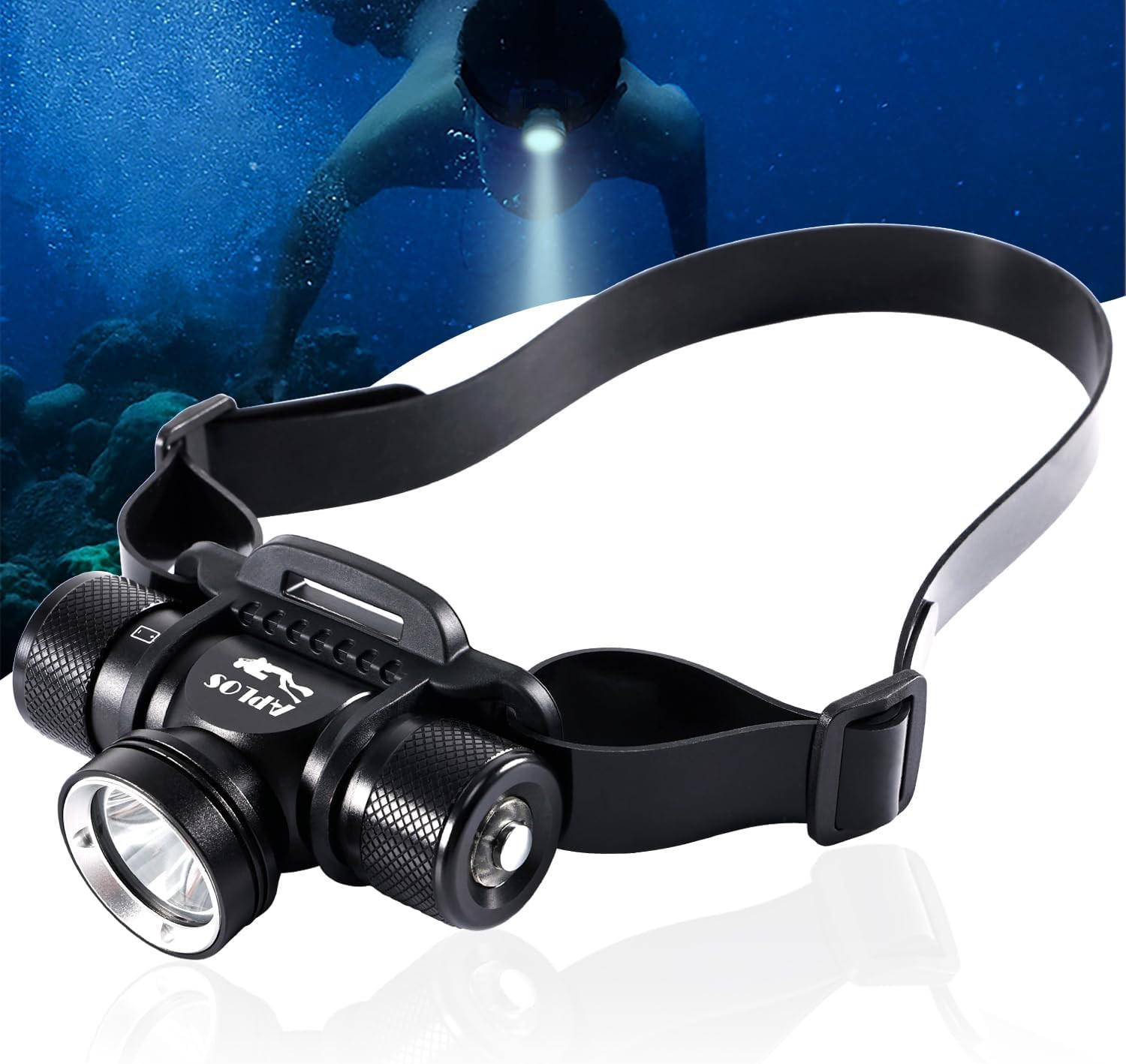 APLOS HP900 Diving Headlamp Rechargeable - 3000 Lumen Super Bright Scuba Dive Fl