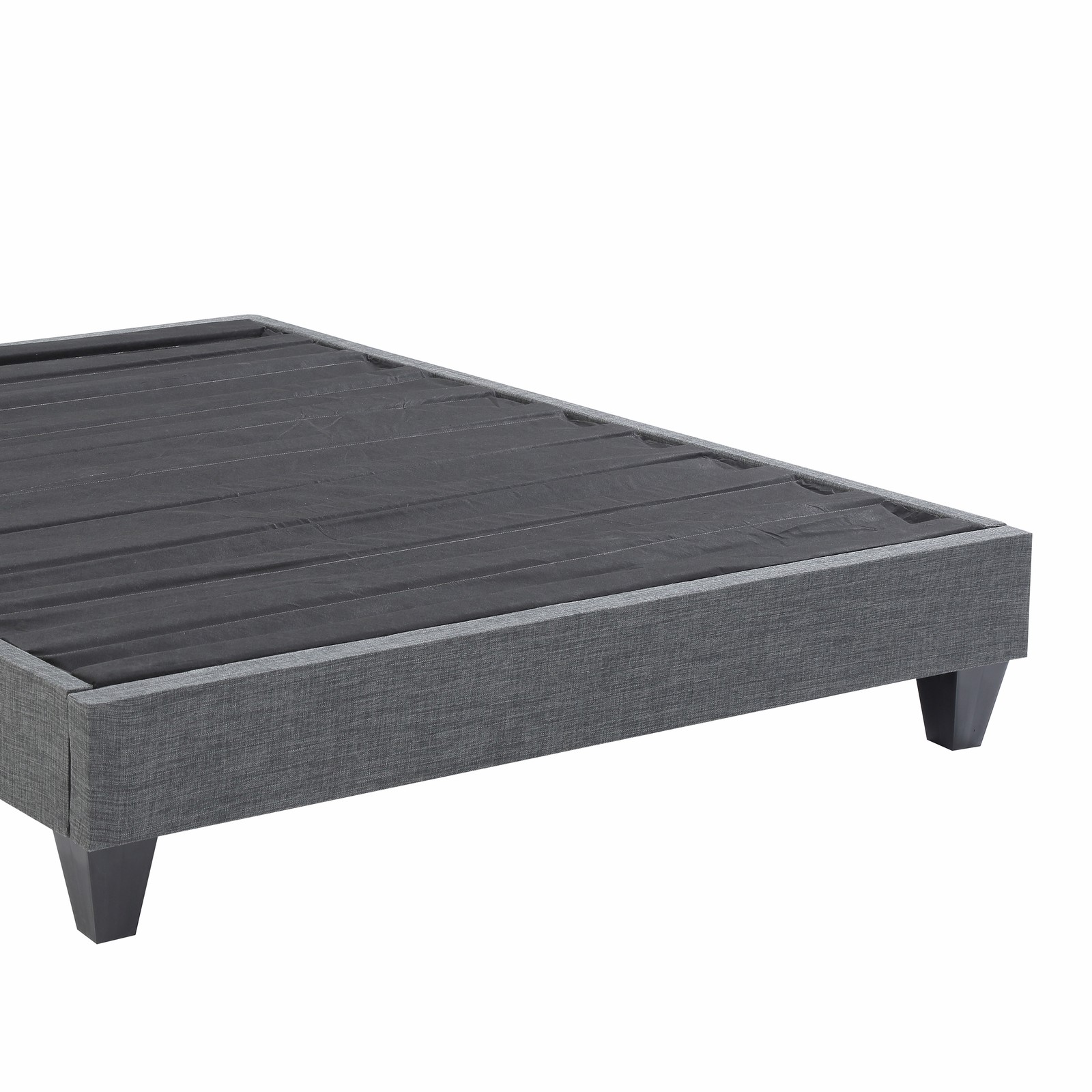 Grey Polyester Upholstered Platform Bed Frame, California King