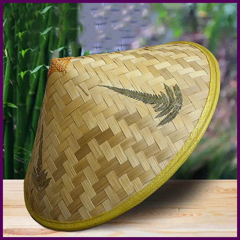 Chinese Retro Bamboo Rattan Fisherman Hat Handmade Weave Straw Bucket Hat