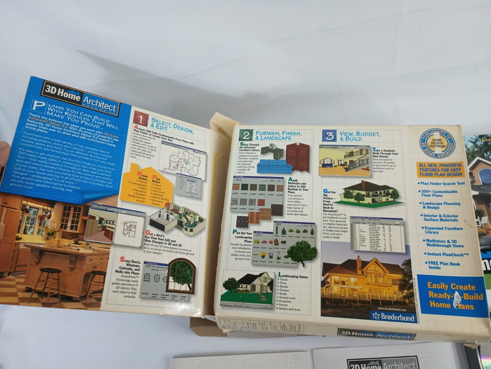Broderbund 3D Home Architect Deluxe 3.0 CD Windows PC Big Box Complete
