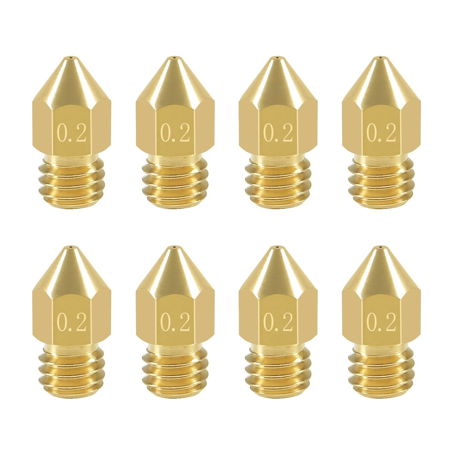 Aokin 8 Pcs 0.2Mm MK8 Extruder Nozzles 3D Printer Nozzles for Creality Ender 3/3