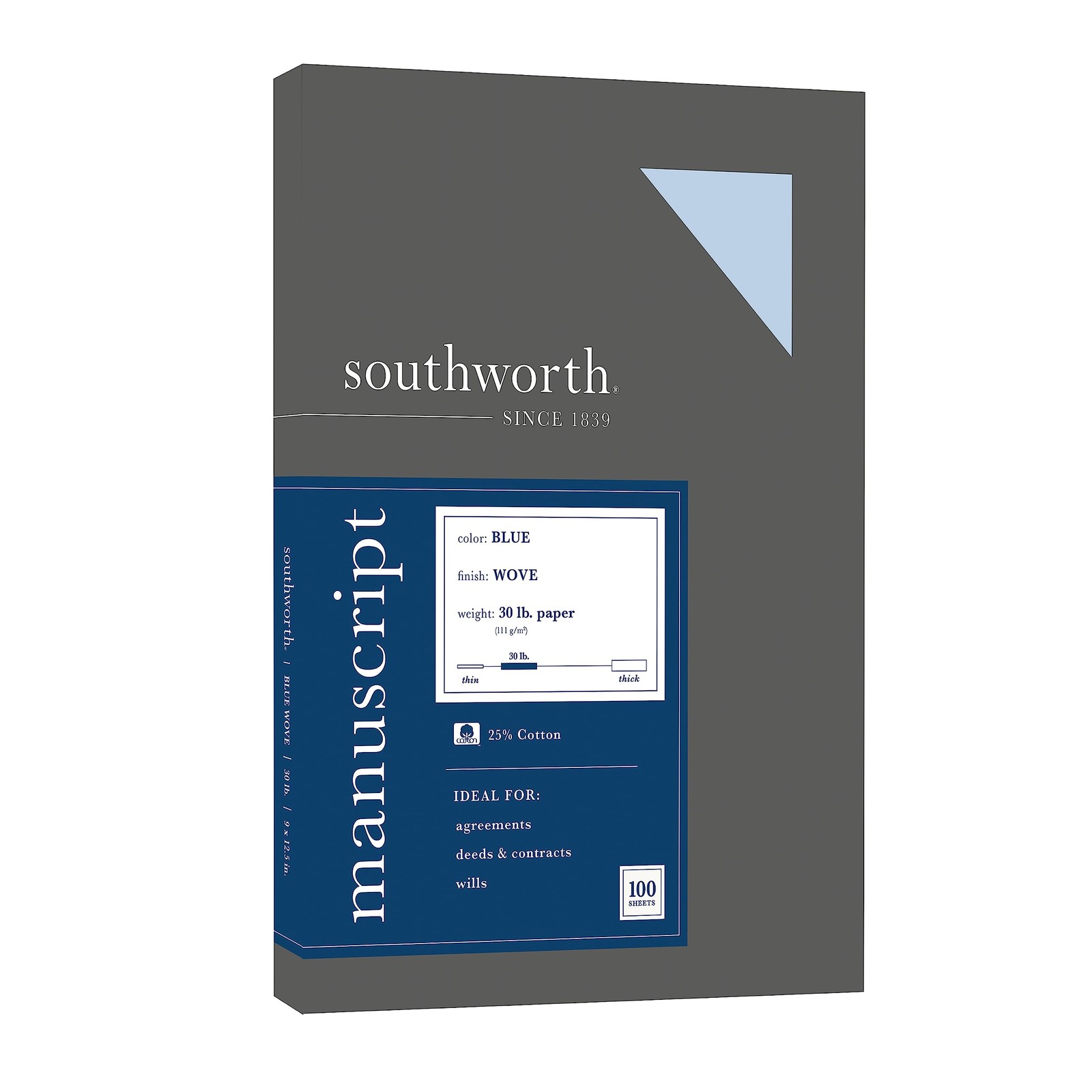 25 Cotton Paper Blue Manuscript Covers, 9” x 12.5”, 30 lb. Cover Weight, Blue...